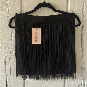 SHEIN Black Mini Fringe Pencil Skirt for Cocktail Nights